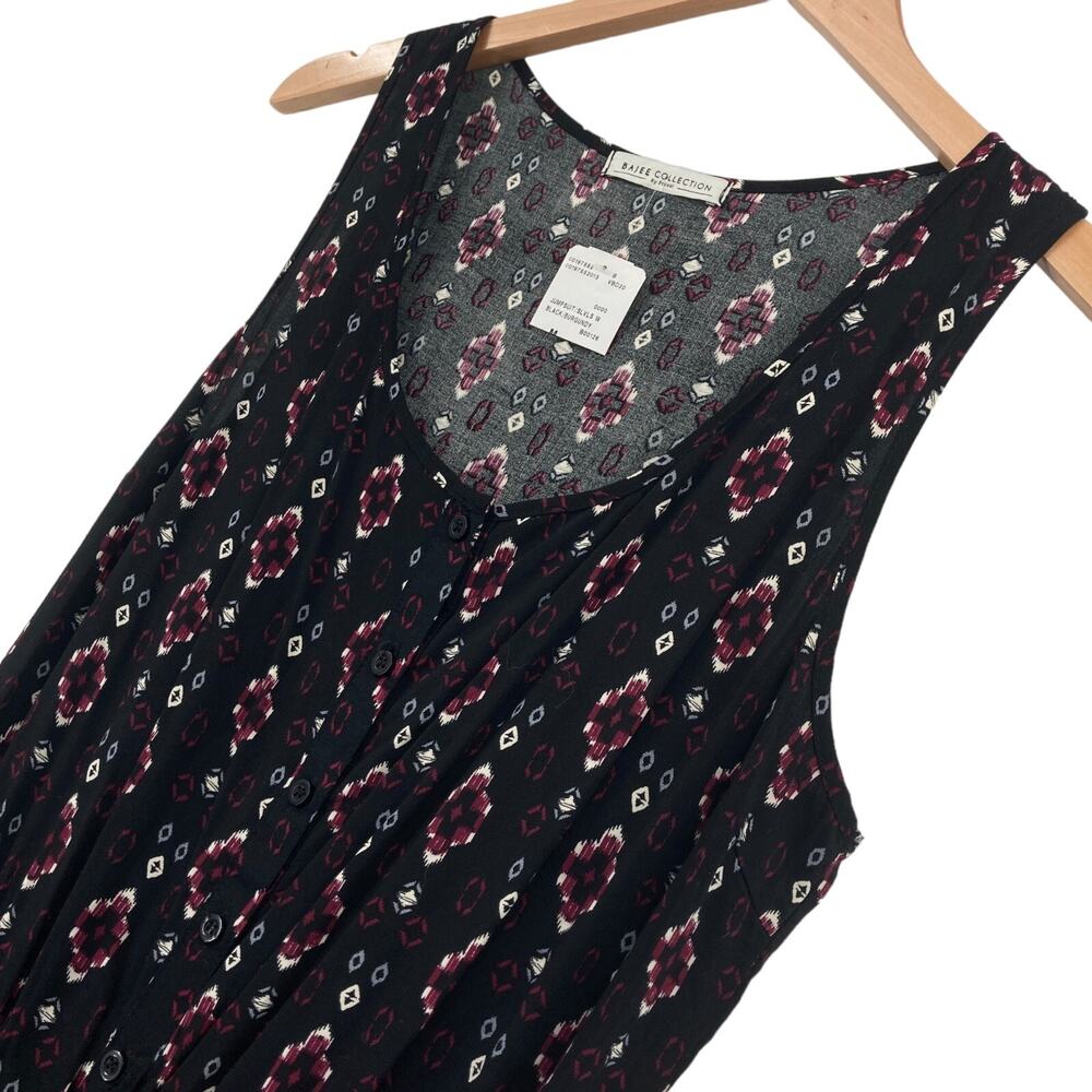 Bajee Collection By Becool Jumpsuit Womens Medium Black Geo Print Button Front - Picture 8 of 16